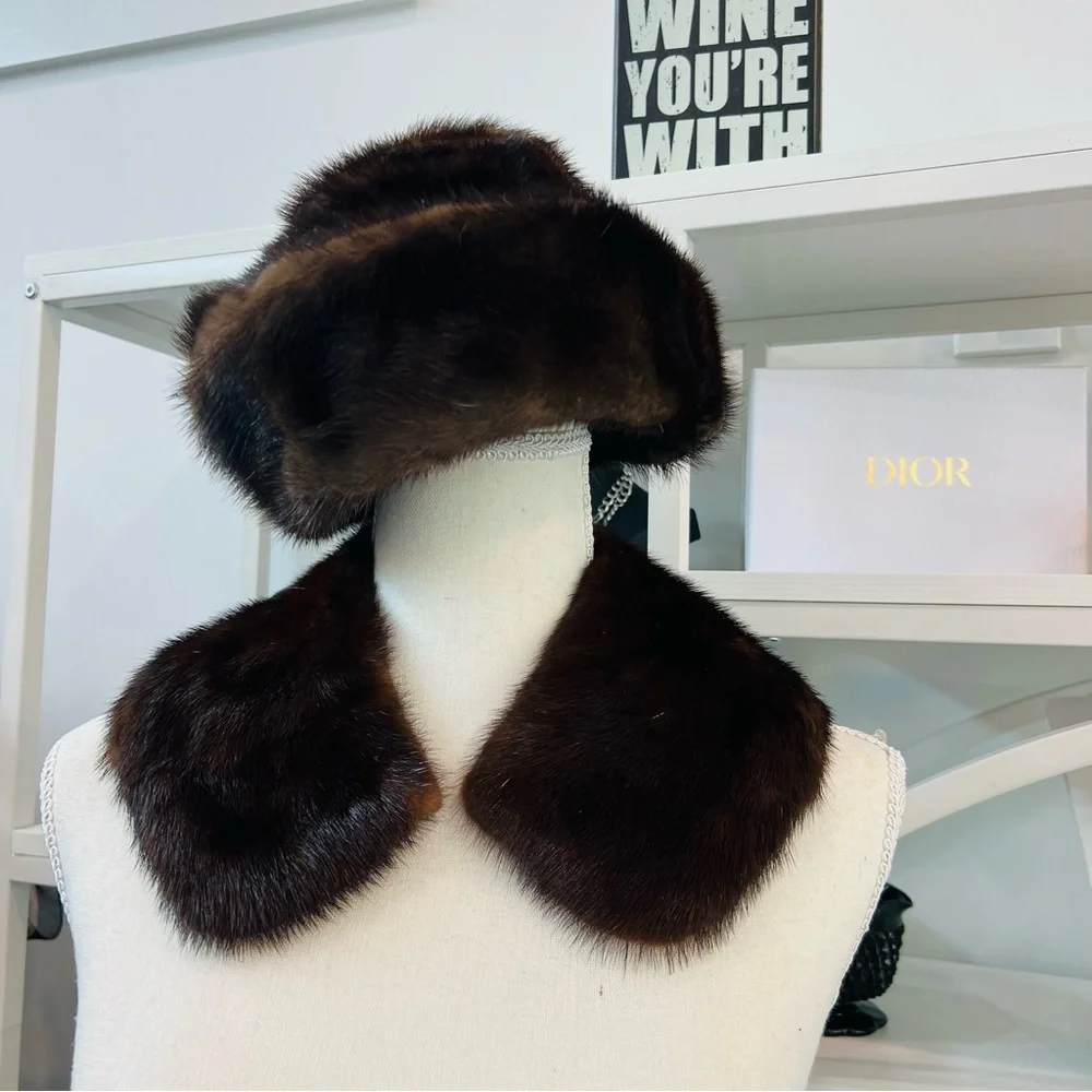 Vintage Genuine Mink Fur Hat and Collar - Picture 12 of 12